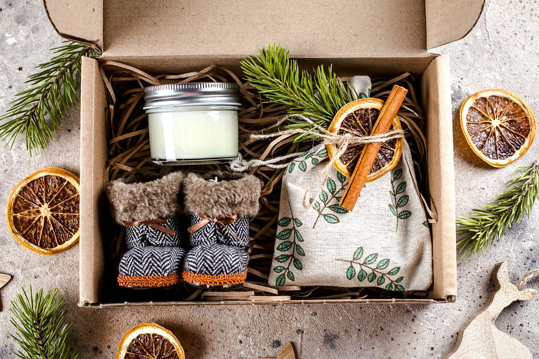 Holiday Christmas Gift Box with Cozy Items