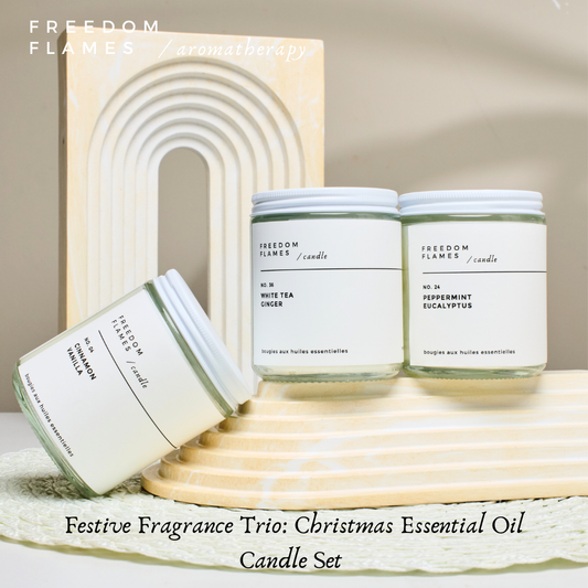 Festive Fragrance Trio: Christmas Essential Oil Candle Set | Freedom Flames